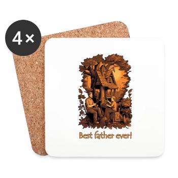 Bester Papa der Welt - Vatertag Geschenk - Untersetzer (4er-Set) - Weiß - Vorne