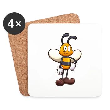 Abeille de dessin animé mignonne amicale - Dessous de verre (lot de 4) - blanc - Devant