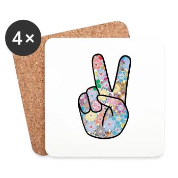 Peace-Finger - Untersetzer (4er-Set) - Weiß - Vorne