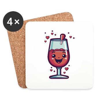 Wine glass - Coasters (set of 4) - white - Front