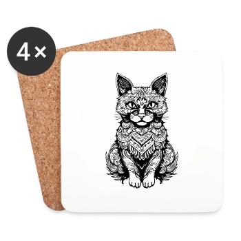 Katze Katzen Kätzchen Katzendame - Untersetzer (4er-Set) - Weiß - Vorne