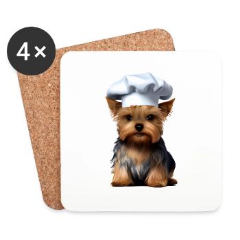 Dog Owner Yorkshire Terrier Puppy Dog - Coasters (set of 4) - white - Front