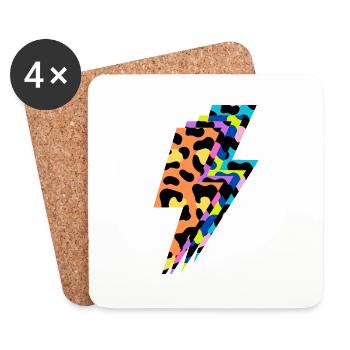 Lightning léopard multicolore - Dessous de verre (lot de 4) - blanc - Devant