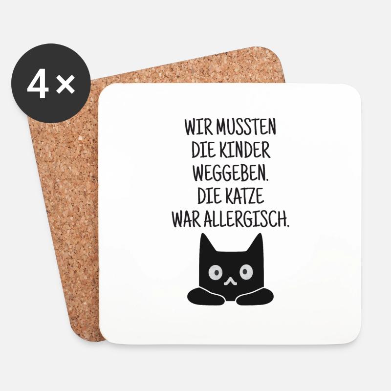 Katze war allergisch - Untersetzer (4er-Set) - Weiß