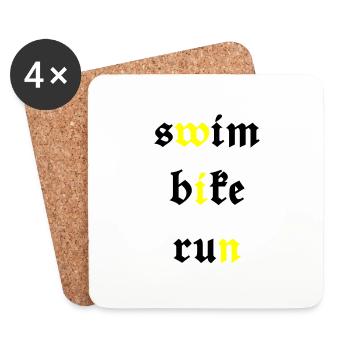 Triathlon Natation Bike Run Marathon - Dessous de verre (lot de 4) - blanc - Devant