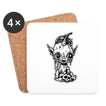 Niedliches Baby-Zombie-Einhorn - Untersetzer (4er-Set) - Weiß - Vorne