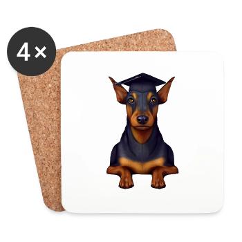 Chiens de Bachelor Doberman Studies School Leaving Certificate - Dessous de verre (lot de 4) - blanc - Devant