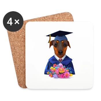 Bachelor Dogs Doberman Graduation Studies - Coasters (set of 4) - white - Front