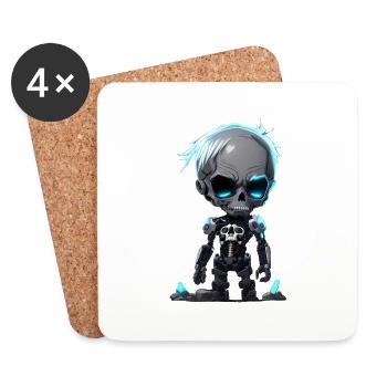 Robo-Squelette - Dessous de verre (lot de 4) - blanc - Devant