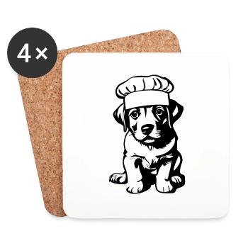 Labrador Retriever Cuisine Restaurateur Chiot - Dessous de verre (lot de 4) - blanc - Devant