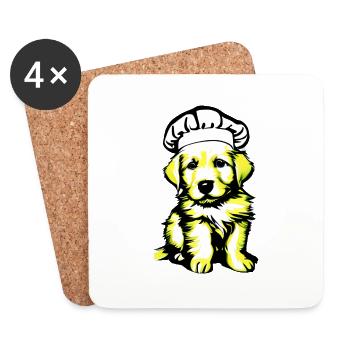 Hundewelpe Kochen Golden Retriever Hunde Gastronom - Untersetzer (4er-Set) - Weiß - Vorne