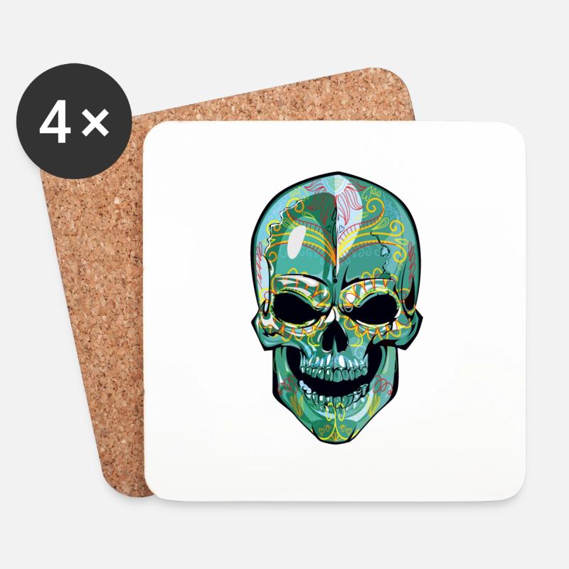 Skullz - Untersetzer (4er-Set) - Weiß