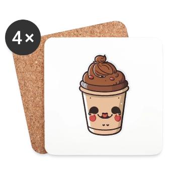 Kaffee - Untersetzer (4er-Set) - Weiß - Vorne