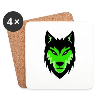 loup - Dessous de verre (lot de 4) - blanc - Devant