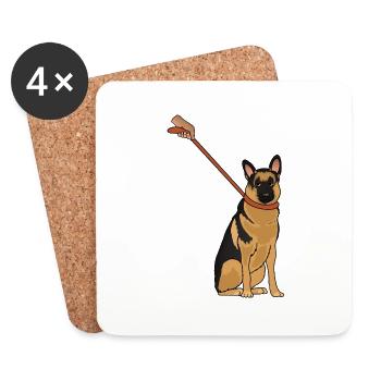 German Shepherd Dog, Funny Stubborn Dog - Coasters (set of 4) - white - Front