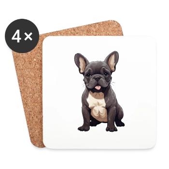 englische / französische Bulldogge Illustration - Untersetzer (4er-Set) - Weiß - Vorne
