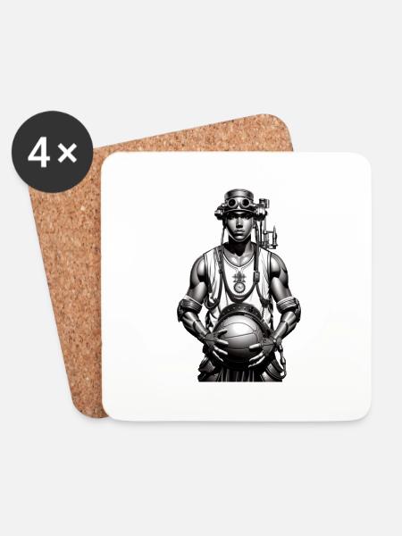 Steampunk Basketball Player - Coasters (set of 4) - white