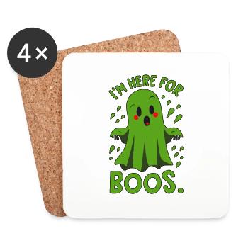 Spooky Cute Kawaii Ghost Design – Im Here For Boos - Coasters (set of 4) - white - Front