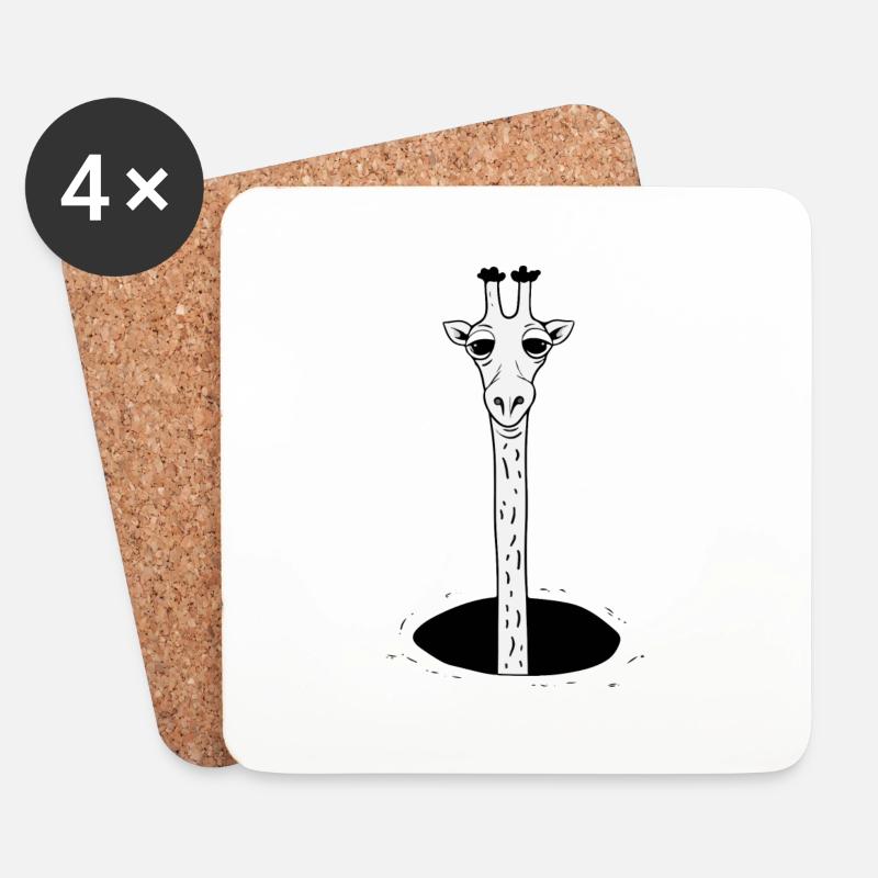 Quirky Giraffe - Untersetzer (4er-Set) - Weiß