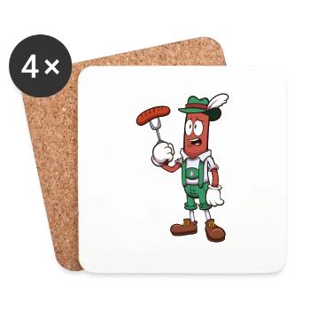 Traurige -Wurst - Untersetzer (4er-Set) - Weiß - Vorne