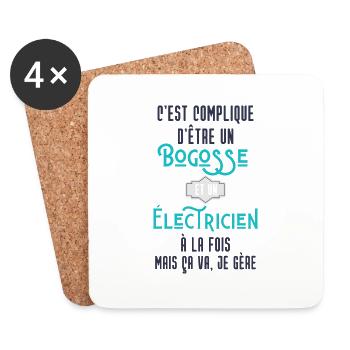 C'est compliqué d'être Bogosse et Électricien - Dessous de verre (lot de 4) - blanc - Devant