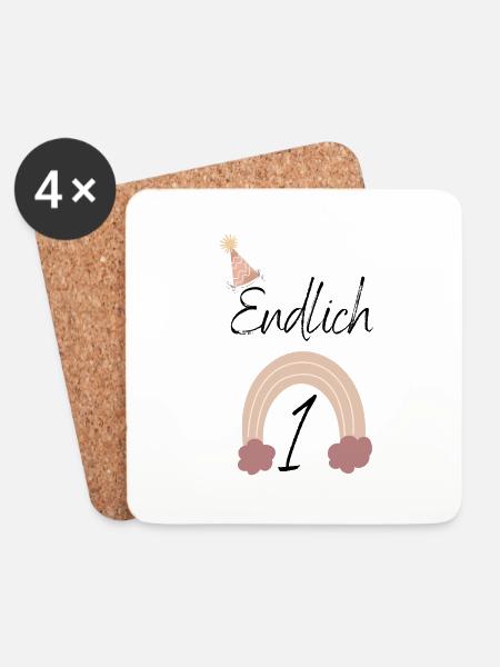 Erster Geburtstag, Endlich 1 - Untersetzer (4er-Set) - Weiß