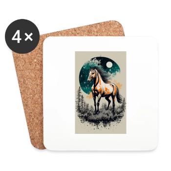cheval sous la pleine lune - Dessous de verre (lot de 4) - blanc - Devant