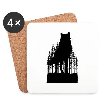 Wild Wolf Sketch Wild Animal Hiking Nature Soul - Coasters (set of 4) - white - Front