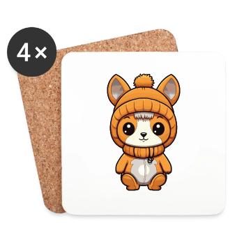 Squirrel Winter Comic Cute - Coasters (set of 4) - white - Front
