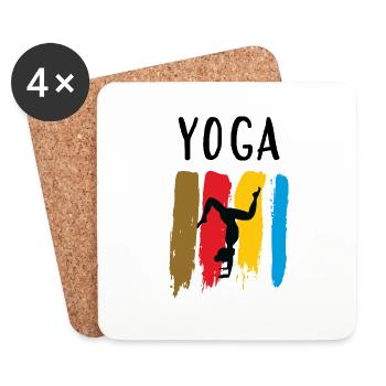 Yoga / Namaste / Fleur de lotus - Dessous de verre (lot de 4) - blanc - Devant