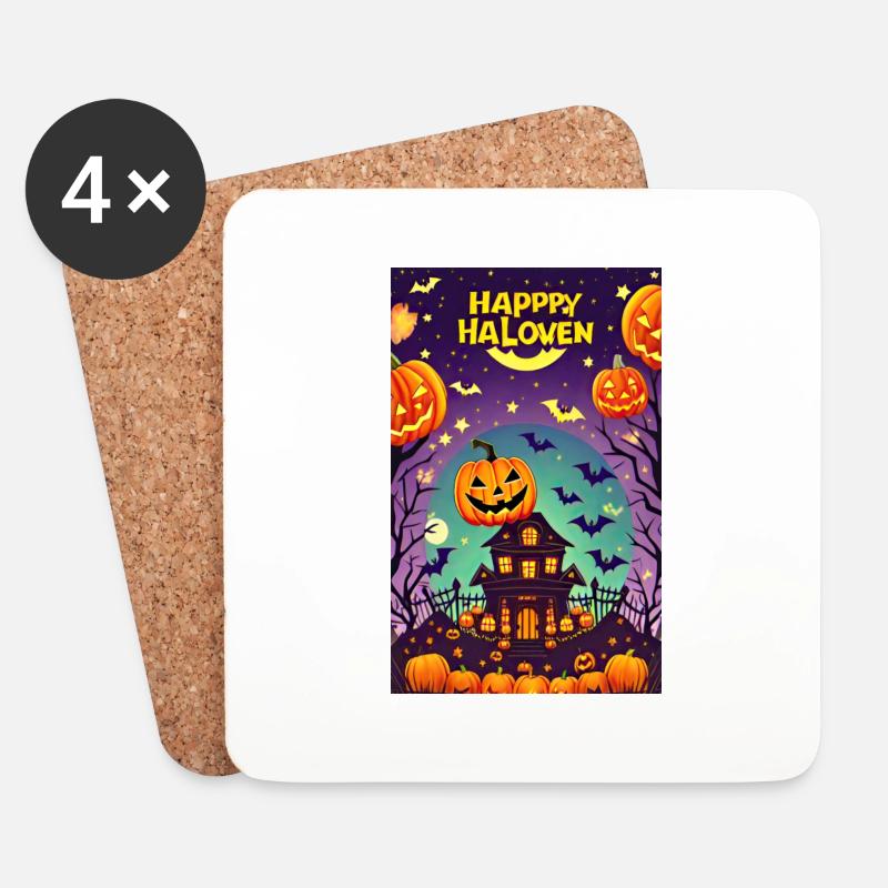 Happy Halloween - Untersetzer (4er-Set) - Weiß