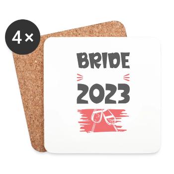 Bride Squad 2023 Team Wein Glas - Untersetzer (4er-Set) - Weiß - Vorne