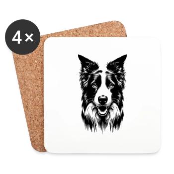 Collie du Labrador | Visage de chien - Dessous de verre (lot de 4) - blanc - Devant