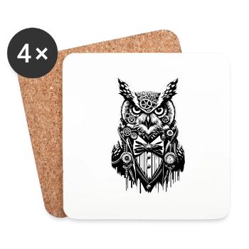 Oiseau de nuit | Hibou de technologie | Nerd hibou grand-duc - Dessous de verre (lot de 4) - blanc - Devant