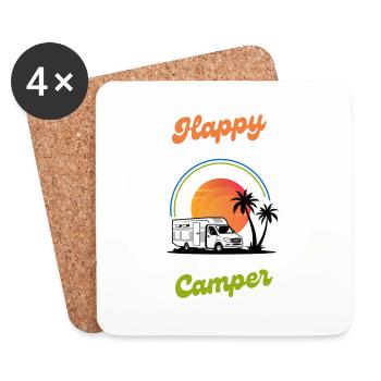 Happy Camper Farbig - Untersetzer (4er-Set) - Weiß - Vorne