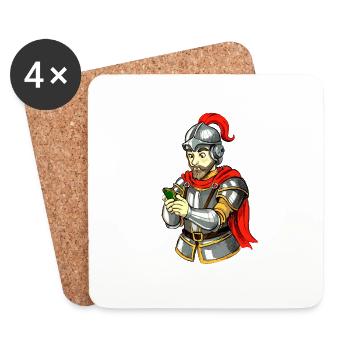 Ritter mit Smartphone - Untersetzer (4er-Set) - Weiß - Vorne