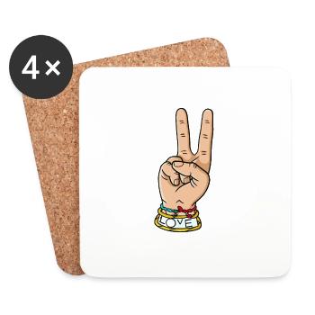 hand peace love - Untersetzer (4er-Set) - Weiß - Vorne