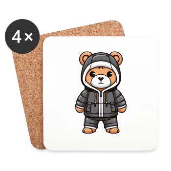 Ours Hiver Bande Dessinée Mignon - Dessous de verre (lot de 4) - blanc - Devant