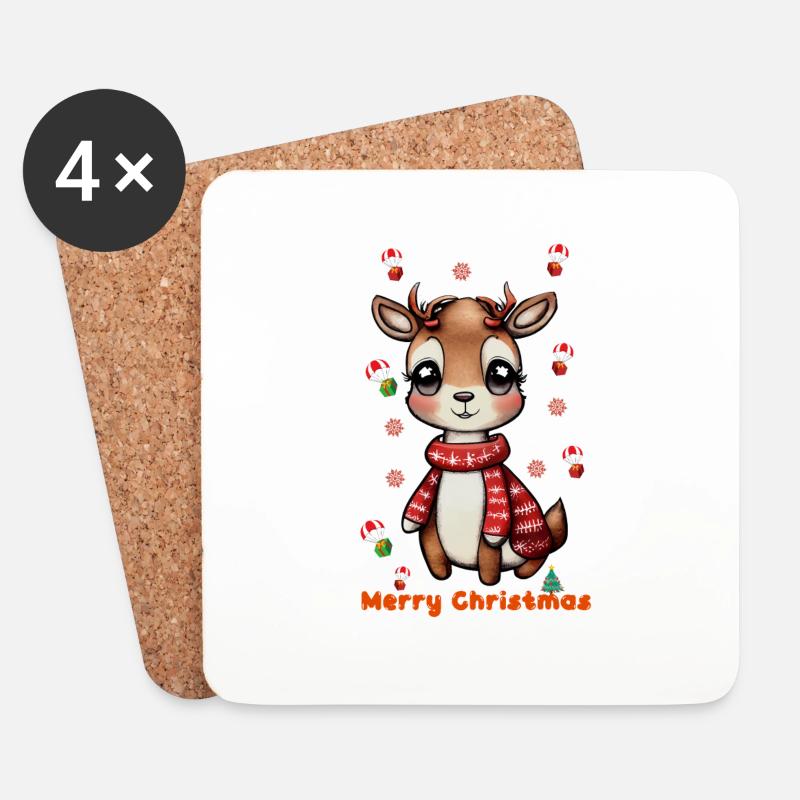 fröhliche Weihnachten - Untersetzer (4er-Set) - Weiß