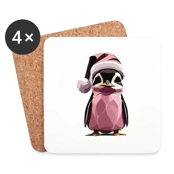 Pingouin de Noël - Dessous de verre (lot de 4) - blanc - Devant