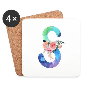 Buchstabe S Aquarell - Untersetzer (4er-Set) - Weiß - Vorne