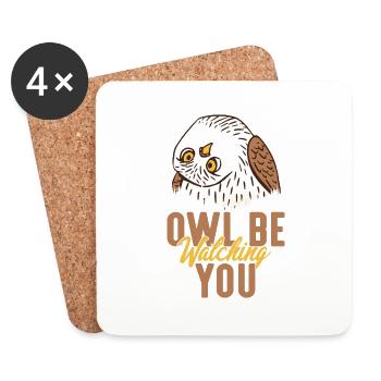 Owl Be Watching You. Nocturnal Bird Night Owls - Untersetzer (4er-Set) - Weiß - Vorne