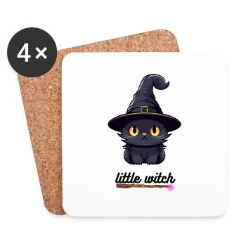 kleine Hexenkatze Zauberin mit Hut - Untersetzer (4er-Set) - Weiß - Vorne
