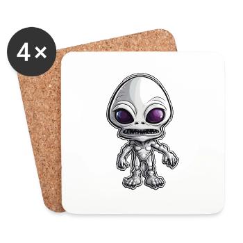 Alien / Außerirdisch / Ufo / Area 51 / All / Mars - Coasters (set of 4) - white - Front