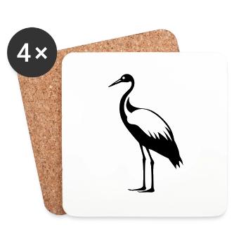 Simple petite cigogne - Dessous de verre (lot de 4) - blanc - Devant