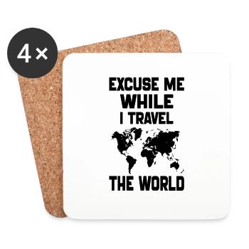 Entschuldigen Sie mich, während ich reise Das Geschenk der Welt-Weltkarte - Untersetzer (4er-Set) - Weiß - Vorne