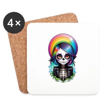 Halloween - Rock & Regenbogen - Untersetzer (4er-Set) - Weiß - Vorne