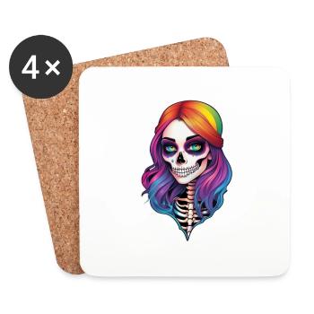 Halloween - Rock & Regenbogen - Untersetzer (4er-Set) - Weiß - Vorne