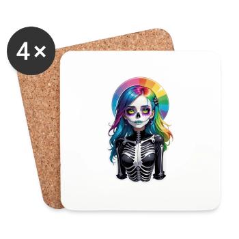Halloween - Rock & Regenbogen - Untersetzer (4er-Set) - Weiß - Vorne