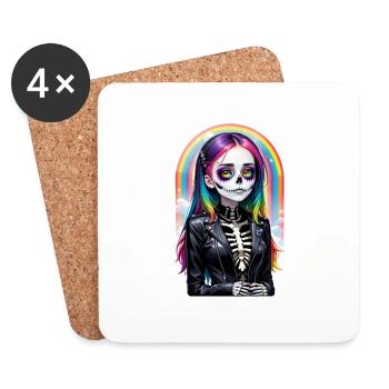 Halloween - Rock & Regenbogen - Untersetzer (4er-Set) - Weiß - Vorne